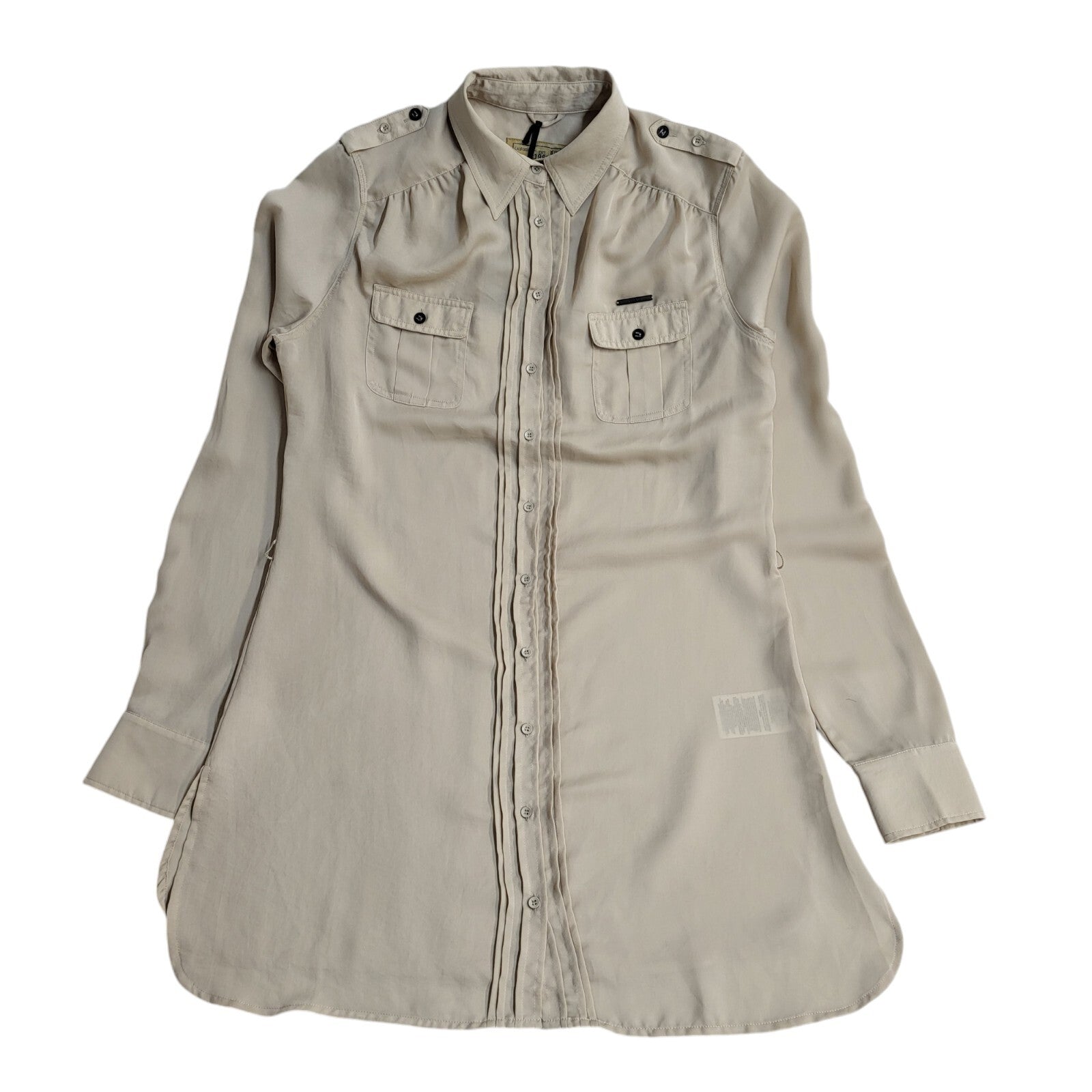 Guess Beige Annette Long Sleeve Shirt 90's BNWT Women's UK Size S