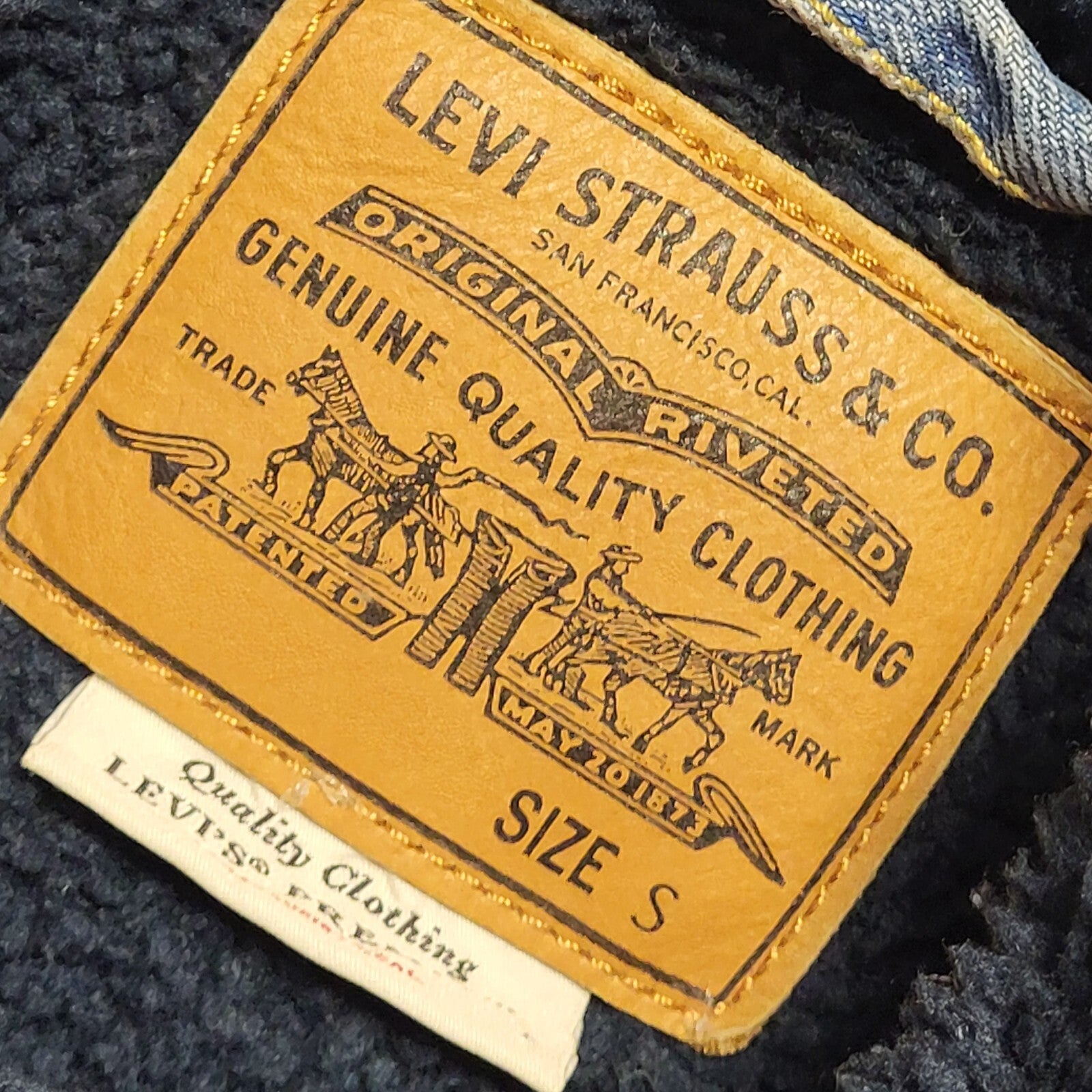 Levi's Light Blue Button Denim Fleece Sherpa Jacket Uk Men's Size Small