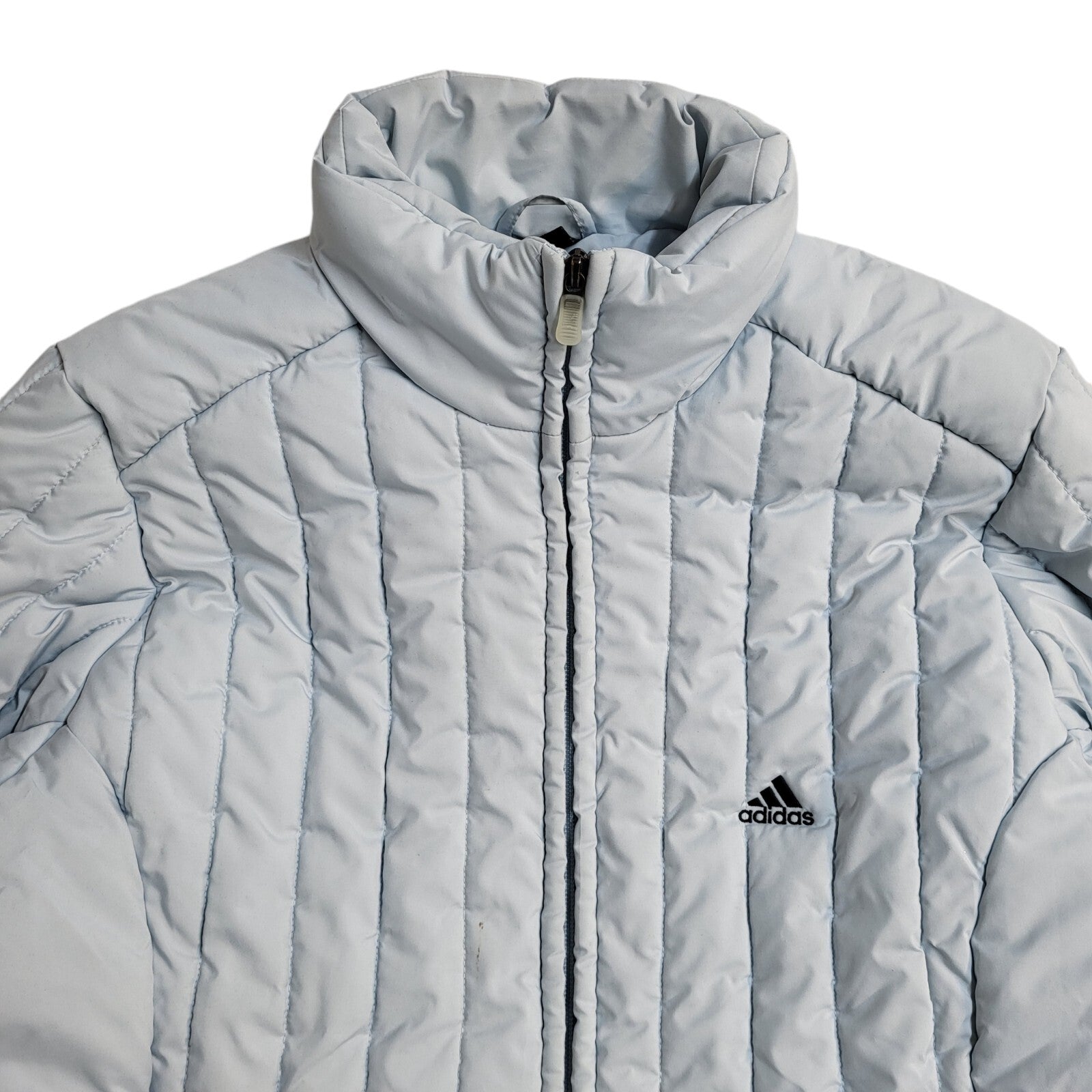Adidas Vintage 90s Light Blue Quilted Sports Jacket Uk Women's Size 16