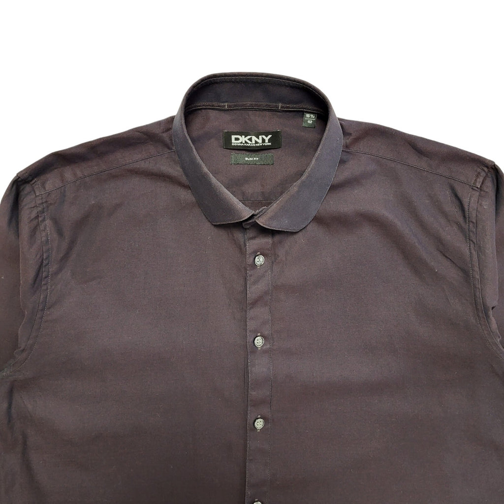 DKNY Vintage Y2K Purple Solid Long Sleeve Shirt Mens UK XL