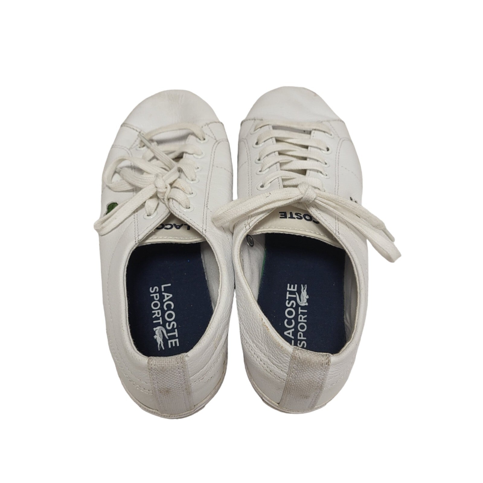 Lacoste Riberac White Leather Lace Up Trainers Uk 5