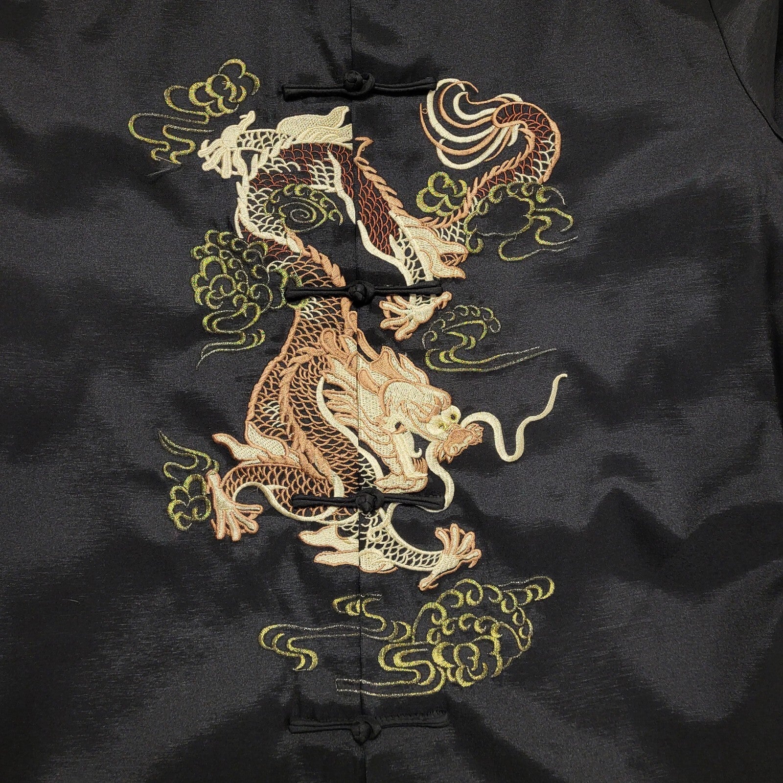Vintage 80s Black Oriental Embroidered Jacket Uk Men's Size XL