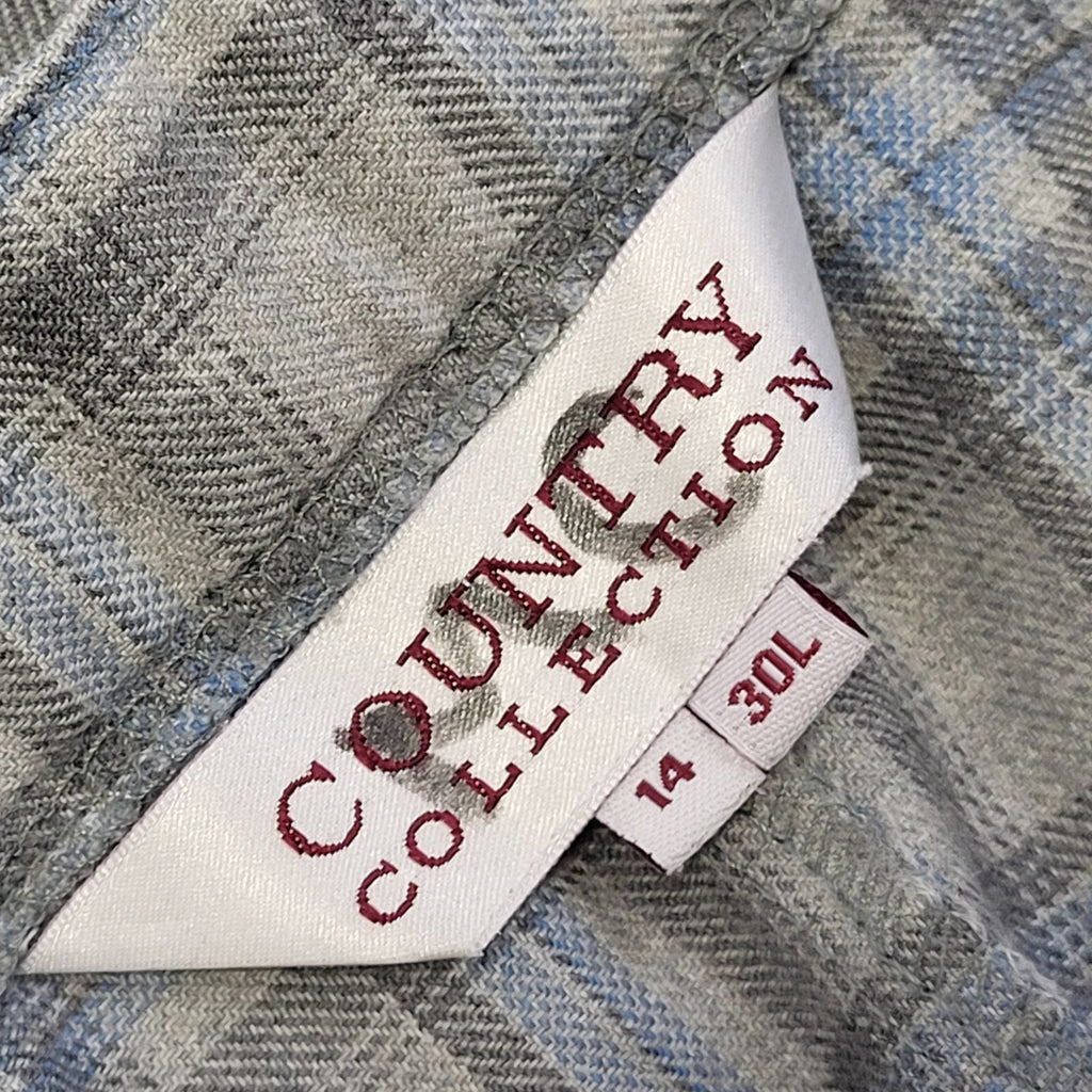 Country Collection 90s Grey Blue Check Trousers Uk Women's 14 W32 L29