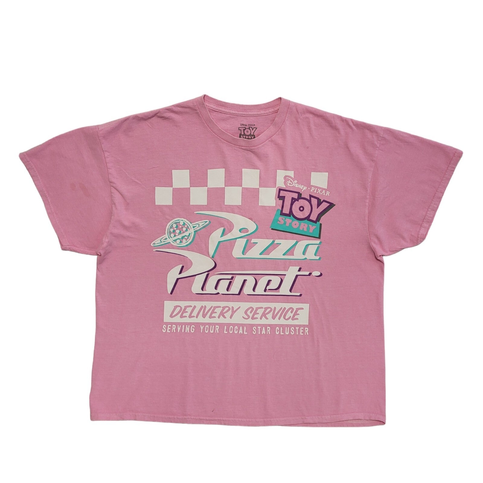 Disney Y2K Pink Toy Story Pizza Planet Short Sleeve T-Shirt Mens Size XL
