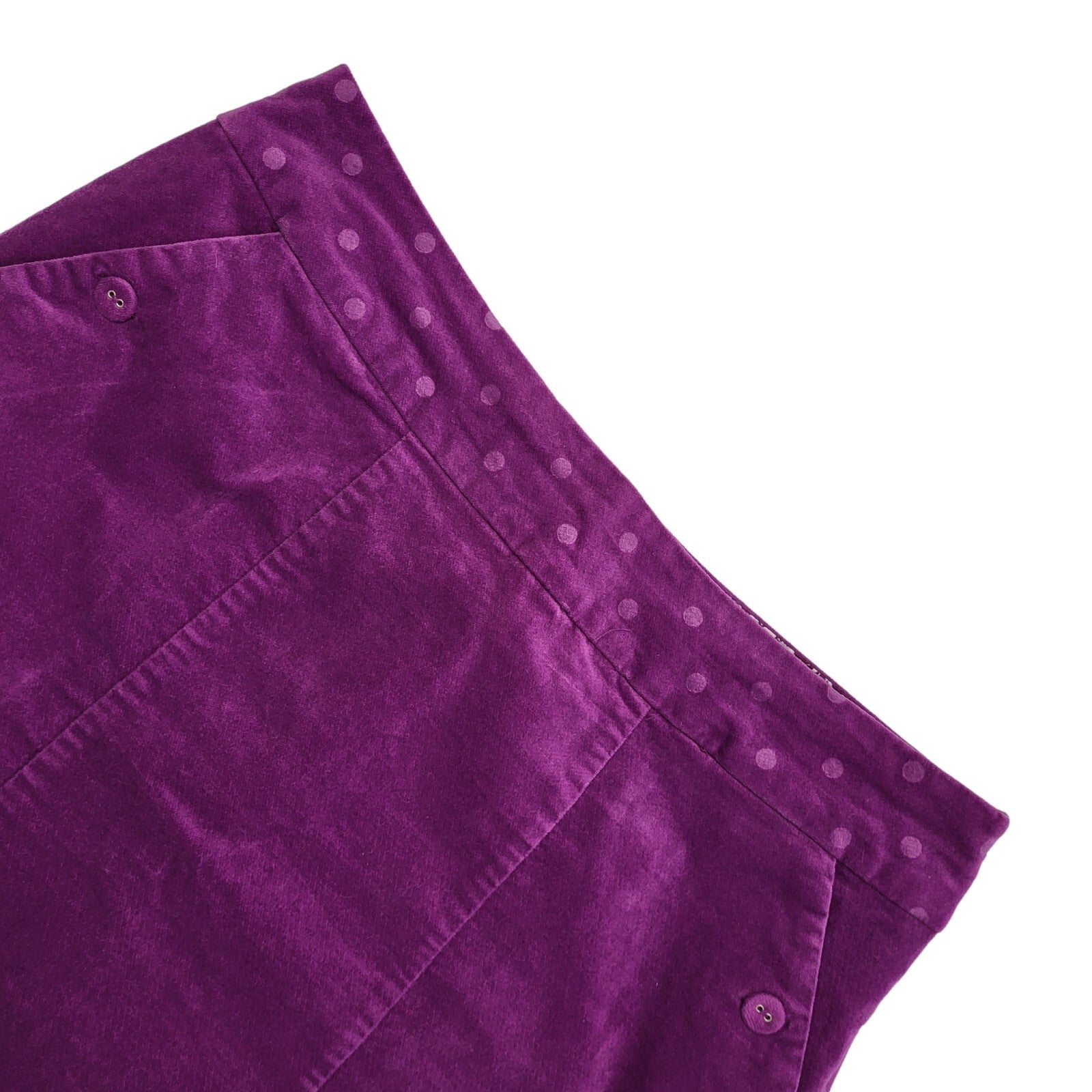 White Stuff Vintage 90's Purple Velour Spotted A-Line Skirt Womens UK 10-12 W30