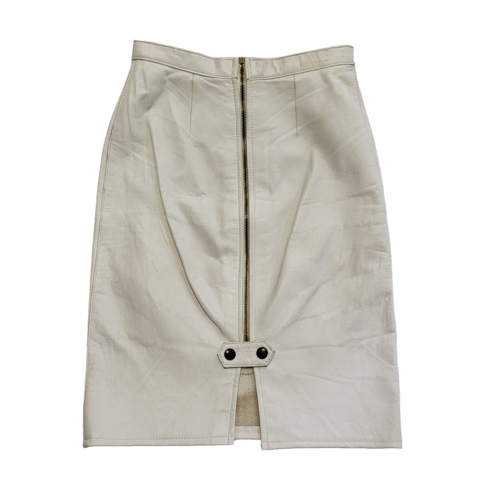 Vintage 90's White Leather Knee Length Skirt Womens UK Size 8 W24