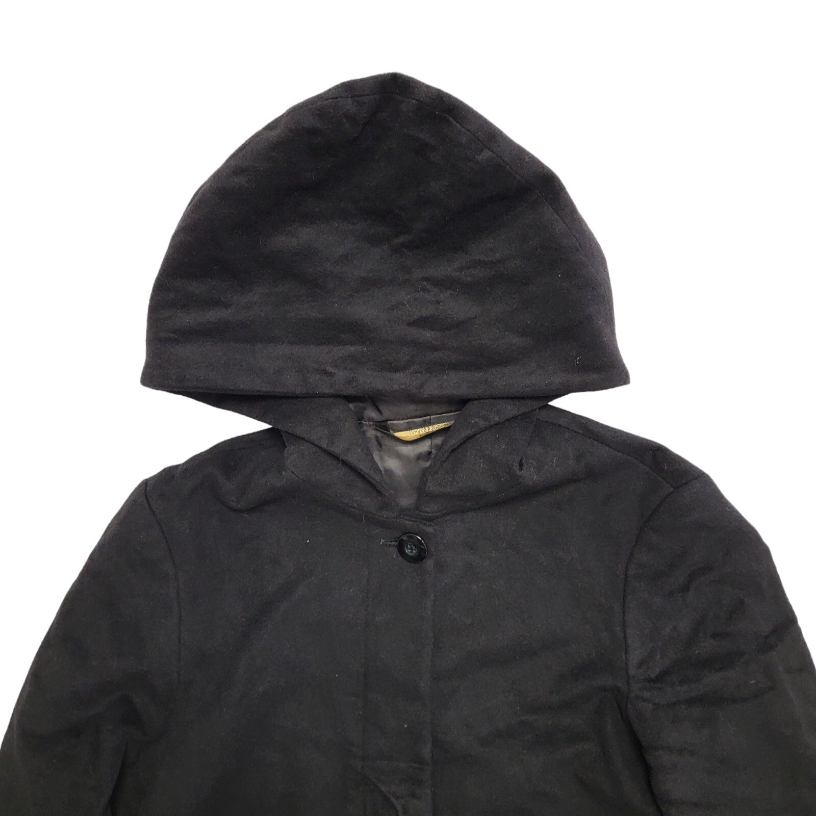 Marks & Spencer 90s Vintage Hooded Black Coat Women's Size 10