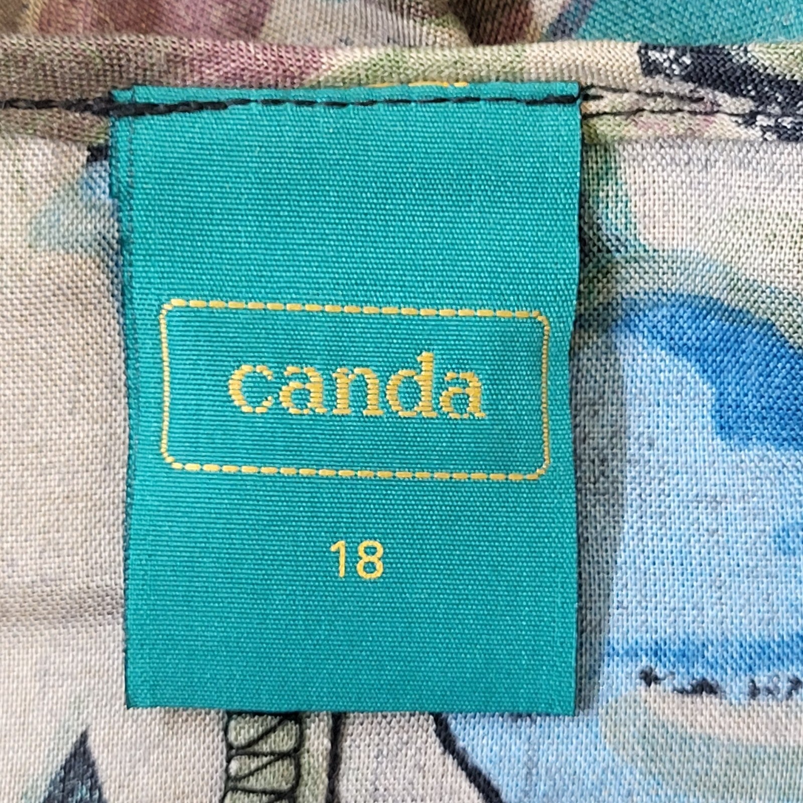 Canda C&A 80s Vintage Blue & Green Floral Daywear Dress Women's Size 18 Eu 46