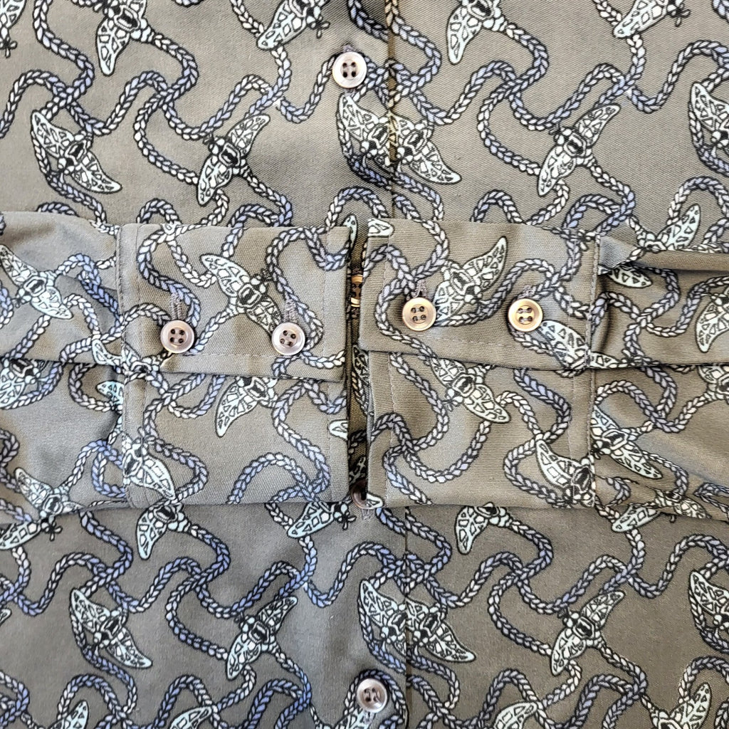 Jeffery Ohrenstein Vintage 70s Grey Patterned Blouse Women's Size 18