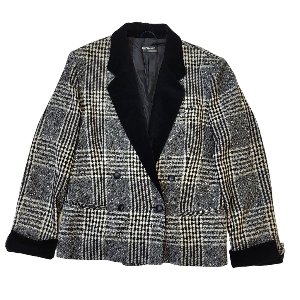 Lutz Teutloff Vintage 80s Black & White Check Blazer Jacket Womens Size 14