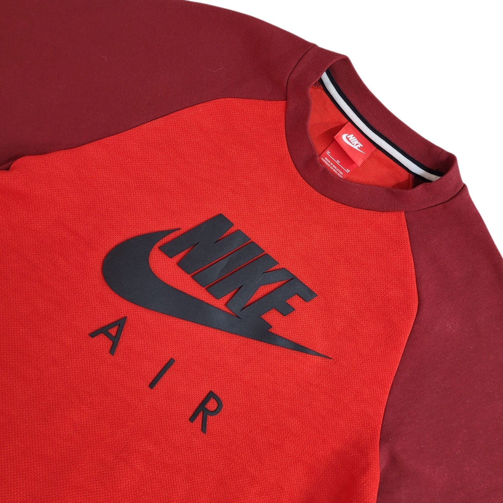 Nike Air  T-Shirt Red Crew Neck 97% Polyester Uk Men's Size M
