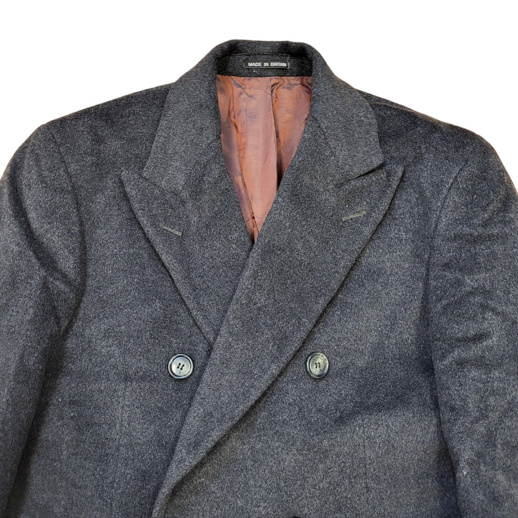 Windsor Wells 80s Grey Wool Button Overcoat Uk Men's Size Large