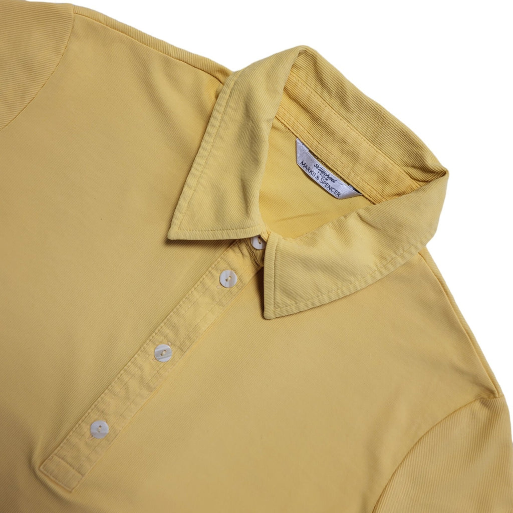 St Michael Vintage Y2k Yellow Collared Polo Shirt Uk Women's Size 12