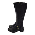 Dune Black Zip-Up Leather Long Heels Boots Uk Women's Size 4