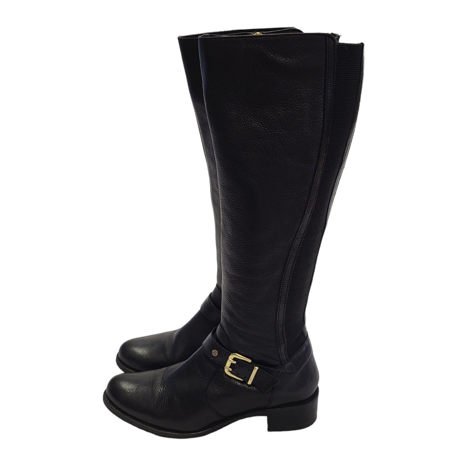 Dune Black Zip-Up Leather Long Heels Boots Uk Women's Size 4