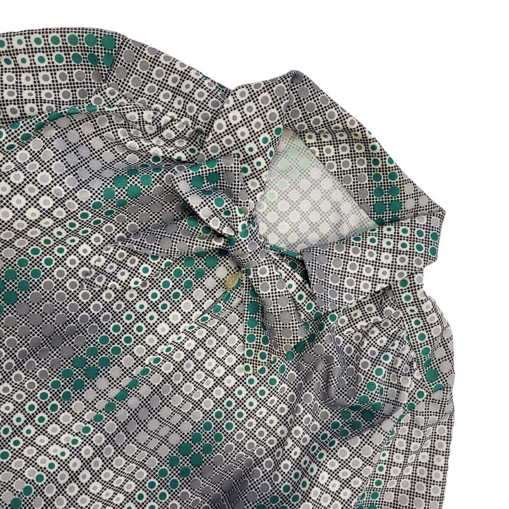 70s Vintage Grey Geometric Shift Dress Women's 14