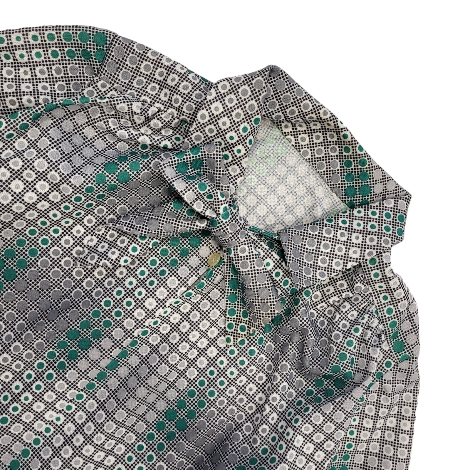 70s Vintage Grey Geometric Shift Dress Women's 14