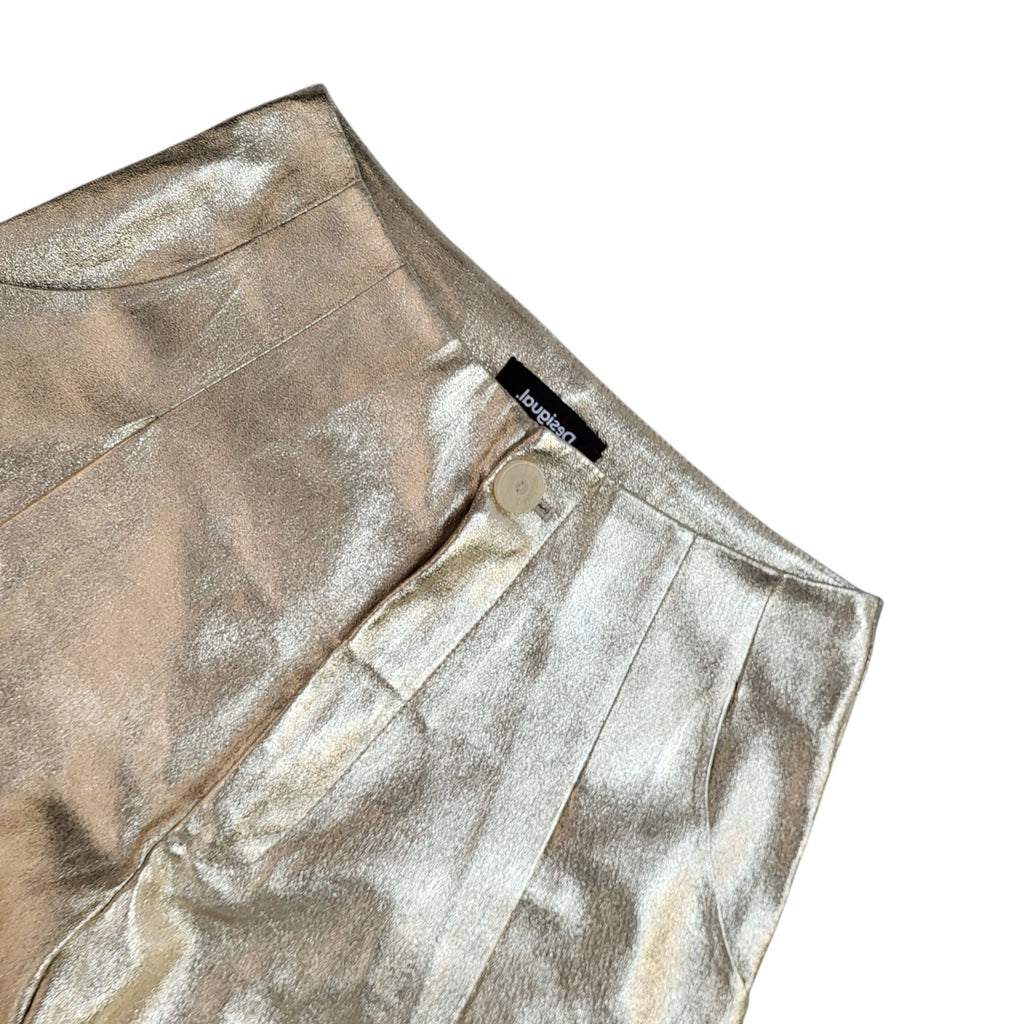 Desigual Dress Trousers Gold Tapered Leg Uk Women's M W28 L26