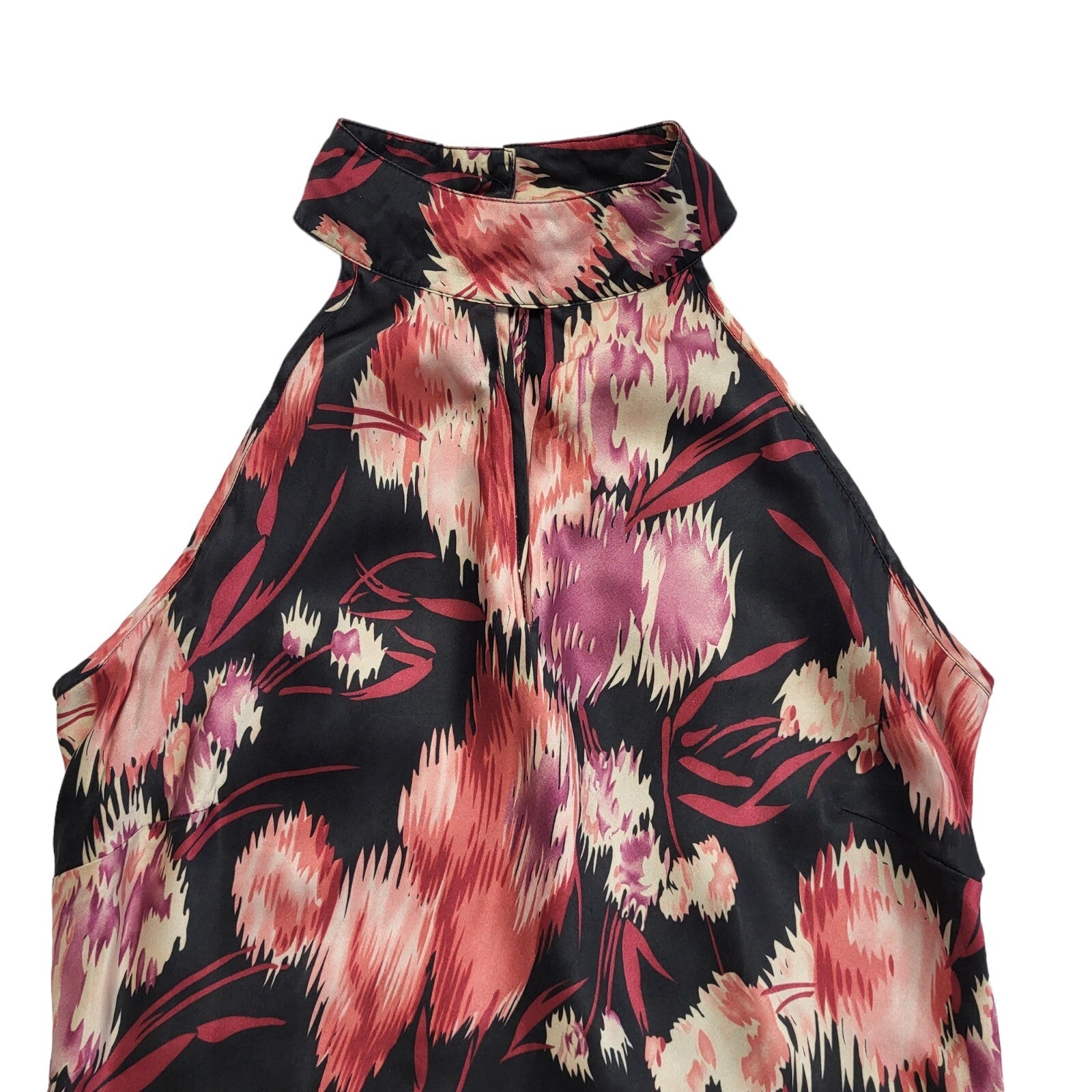 Principles Petite Vintage 90's Black & Pink Floral Halterneck Top Womens Size 6
