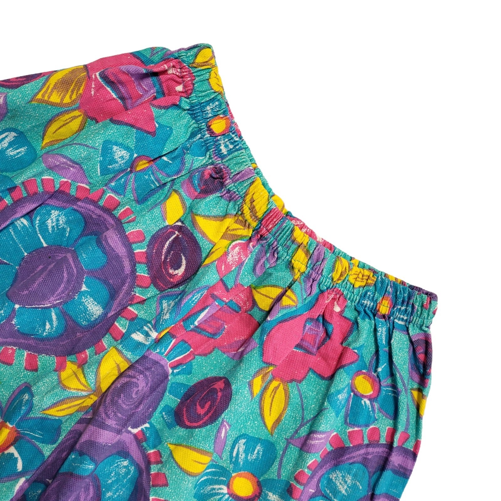 90s Vintage Blue Purple Floral Elasticated Shorts Uk Women's Size S W26