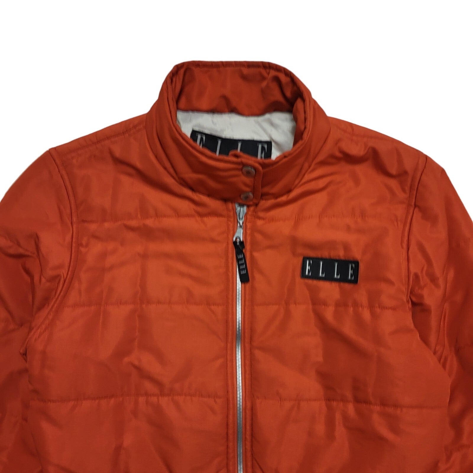 Elle 90s Vintage Orange Zip Up Quilted Jacket Women's Size Medium