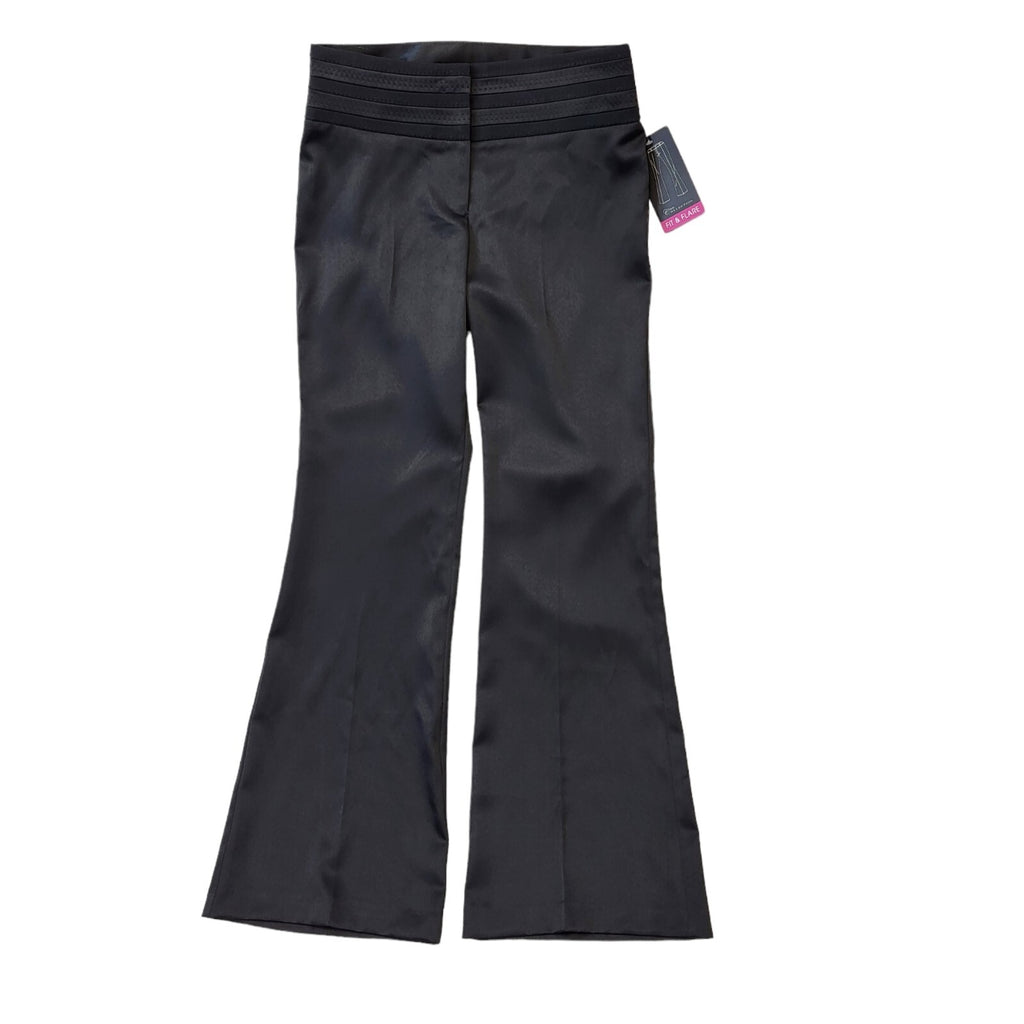 E-vie Black Satin Flared Trousers Women's Size 8 W30 L33