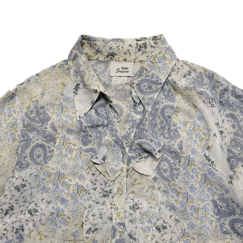 Belle Surprise Y2k Blue 3/4 Sleeve Floral Blouse Uk Women's size 18