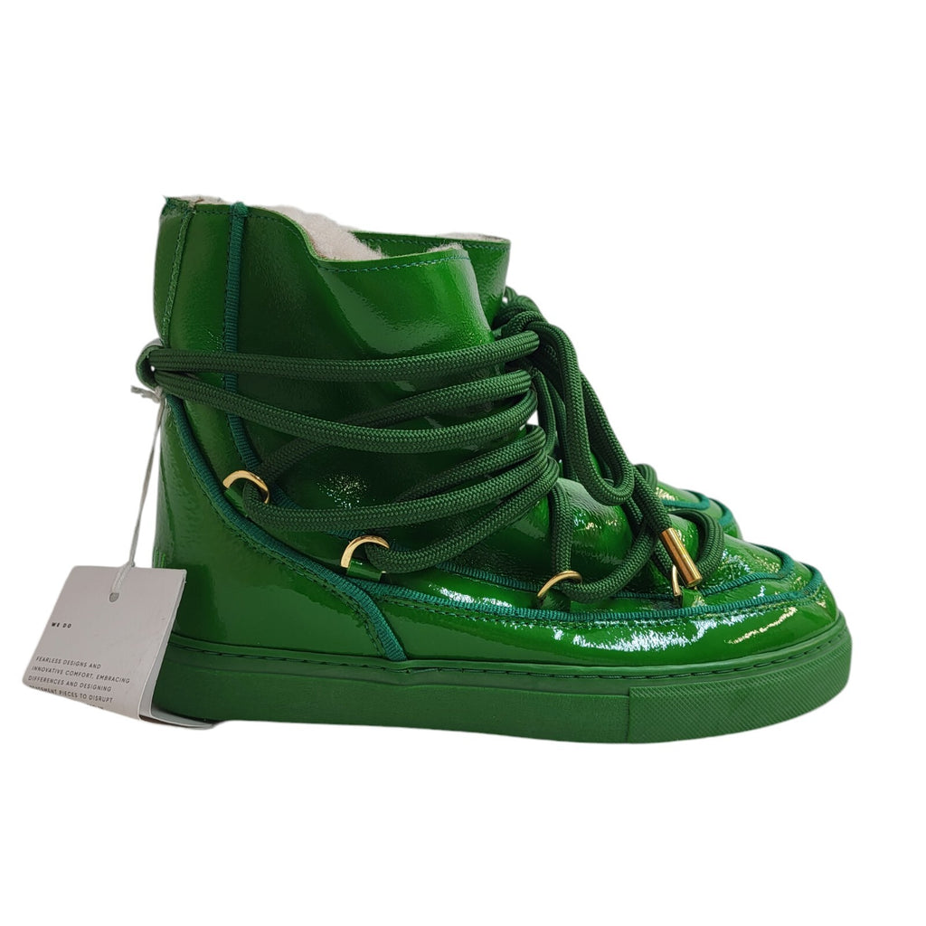 Inuikii Green Lace-up Leather Sheepskin Lined Boots Uk Women's Size 4 Bnwob
