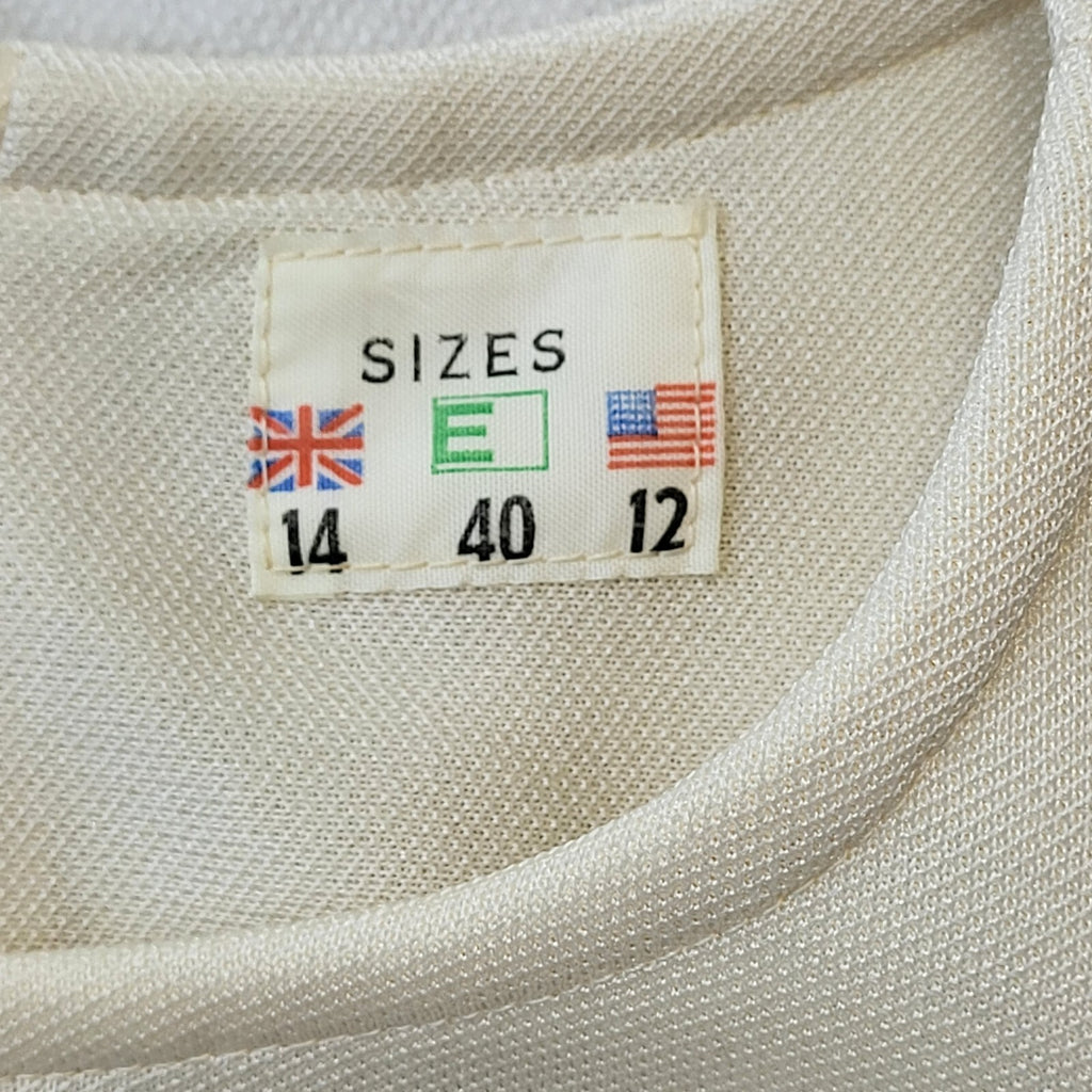 70s Vintage Davisella Cream Jacket & Dress Women's Size 14 Eu 42