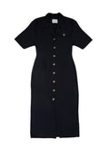 90s Vintage Wallis Black Buttoned Collared Daywear Dress Women's Size 10