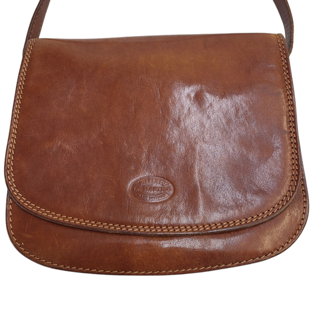 Sorrento De Martino Brown Leather Clasp Shoulder Bag Uk Women's Size 7.5" x 9.5"