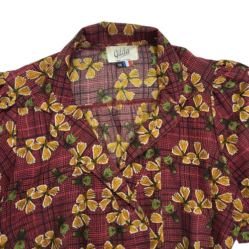 90s Vintage Gilda Red Floral Wrap Dress Women's Size Medium UK10