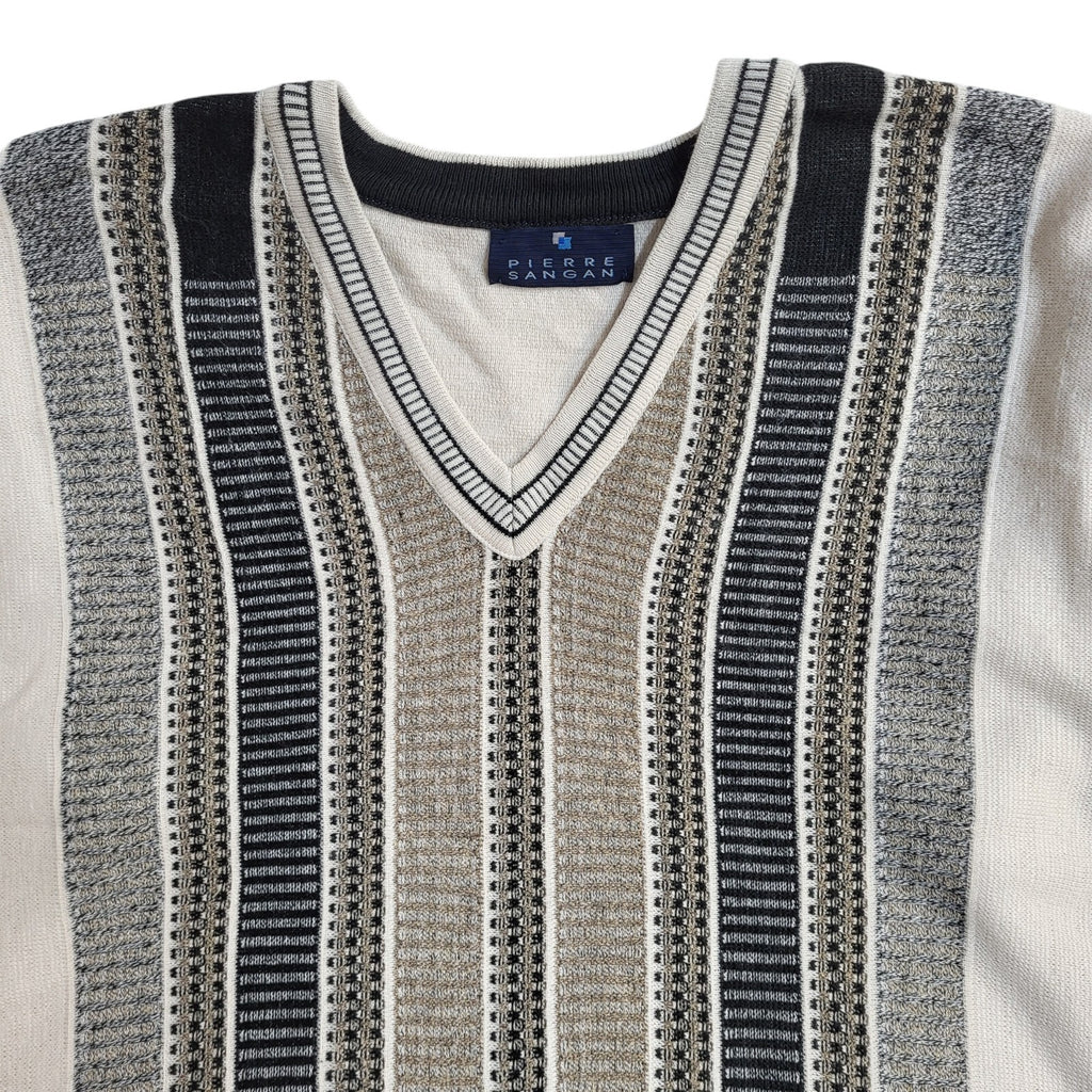 Pierre Sangan Vintage 90's Beige Black Jumper UK Men's Size M