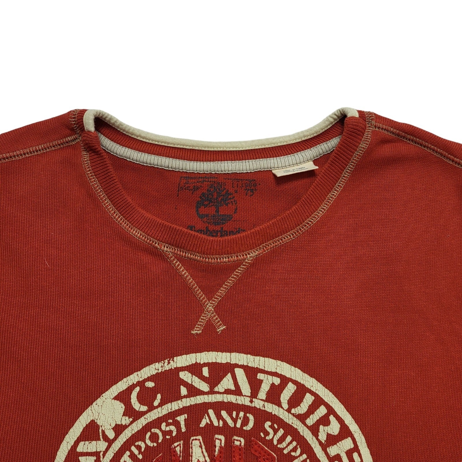 Timberland Red Y2k Parc Nature Crew Neck Sweatshirt Uk Men's Size Small