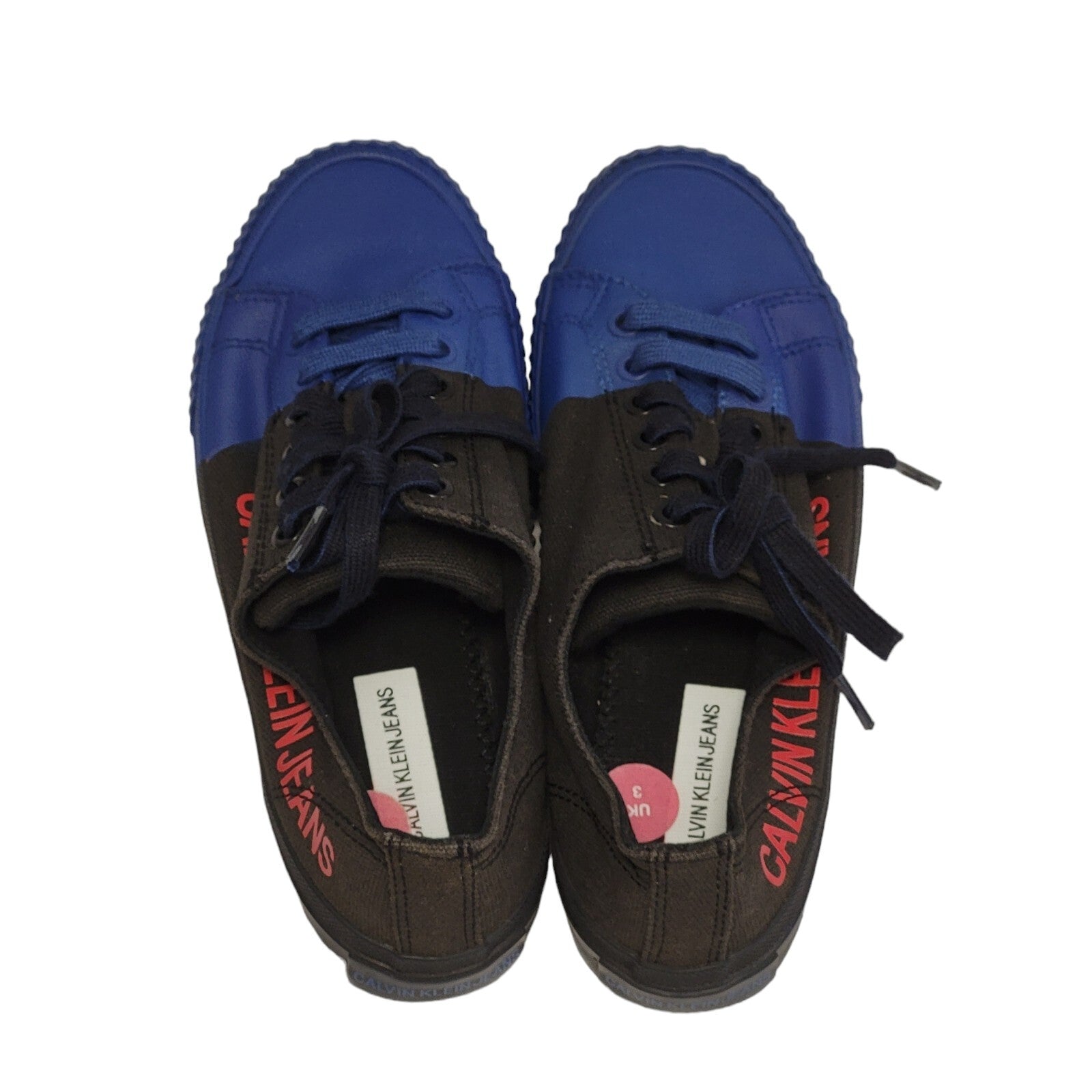Calvin Klein Blue Black Lace-up Sports Pumps Trainers Uk Women's Size 3