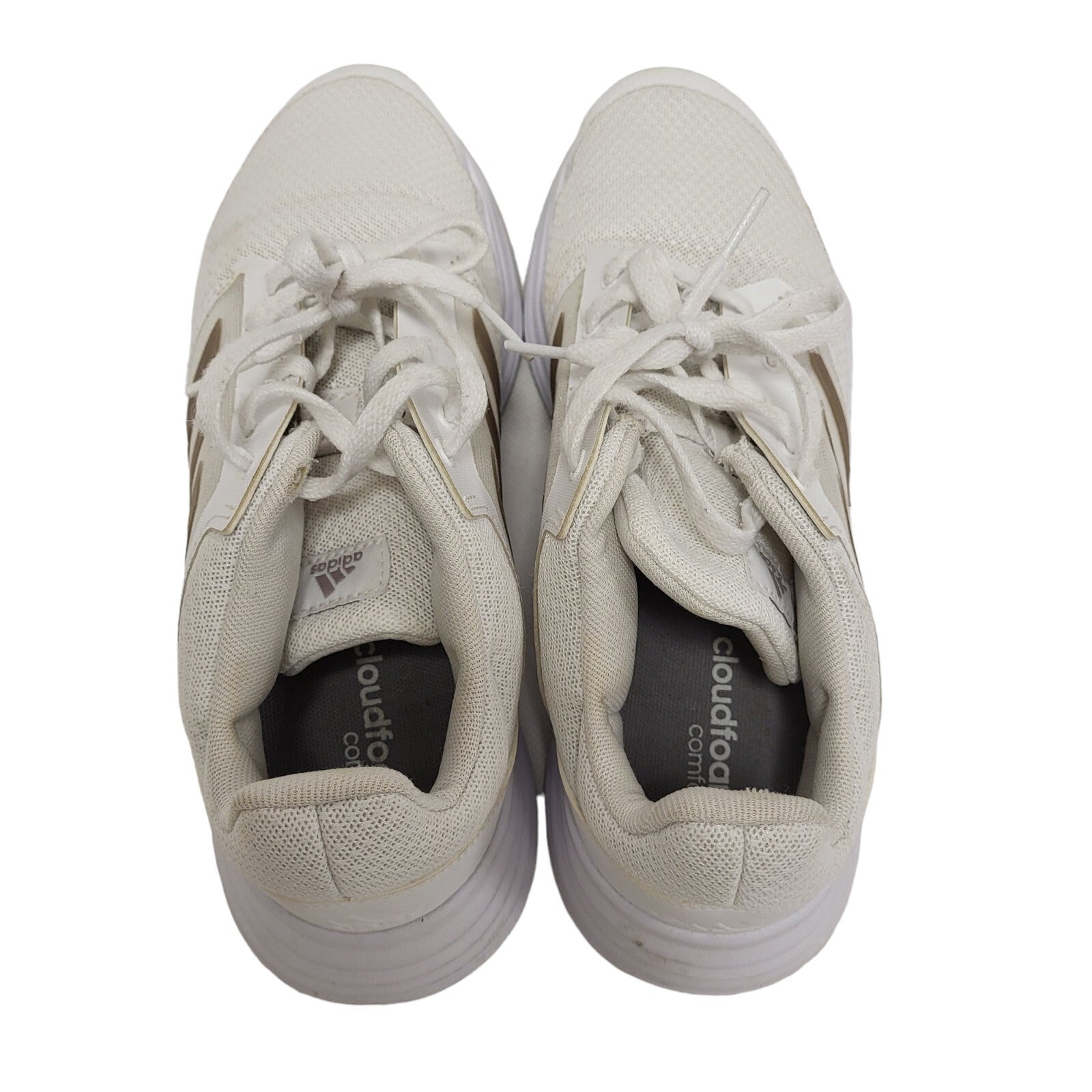 Adidas Galaxy 5 White Champagne Metallic Sports Women's Trainers Uk 7.5