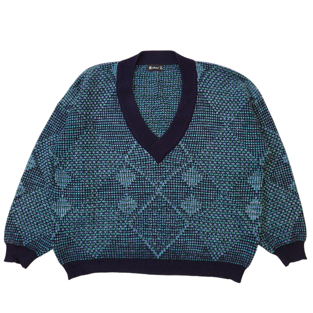 St Michael 80s Vintage Blue V-Neck Jumper Men's Size Medium