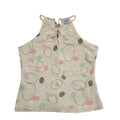 Anne Brooks Petite Cream Patterned Y2K keyhole detail top Women's Uk 10