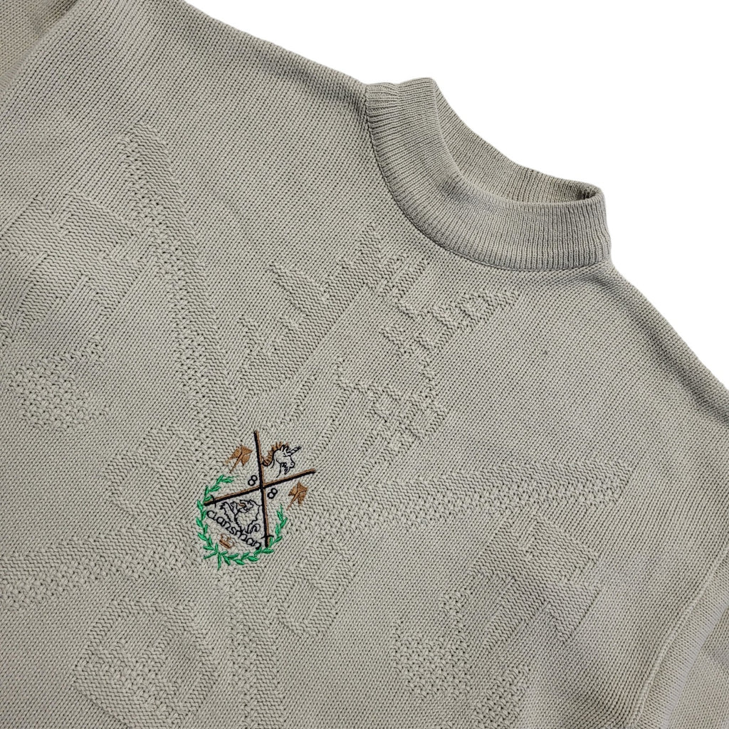 Selection Clansman Vintage 80s Grey Geometric Round Neck Jumper Men's UK L