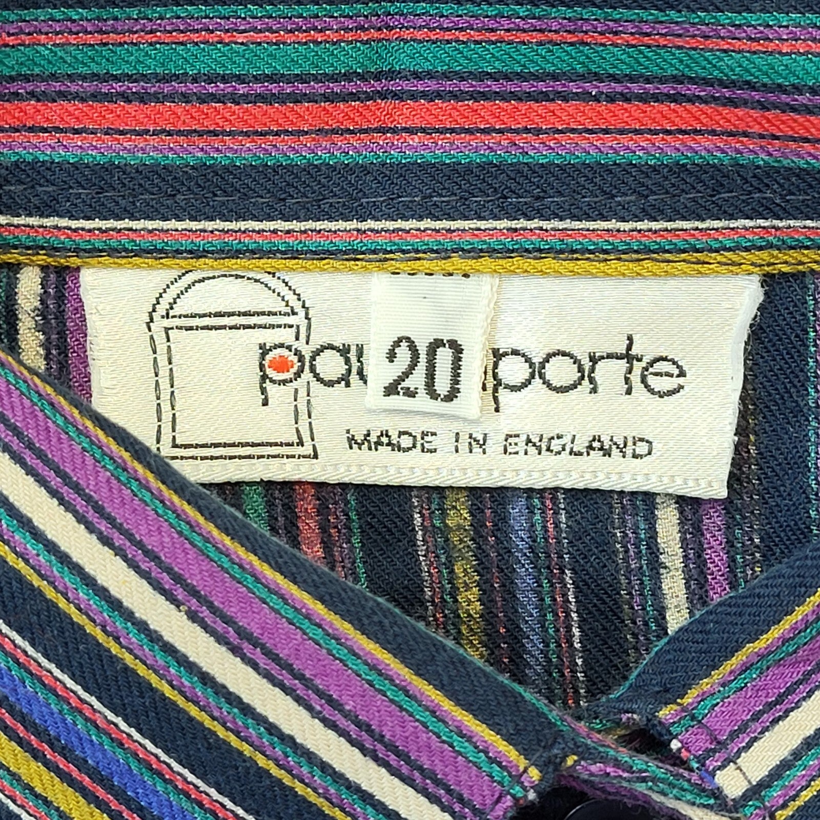 Paul Laporte 90s Vintage Multicoloured Long Sleeve Striped Shirt Womens Size 20