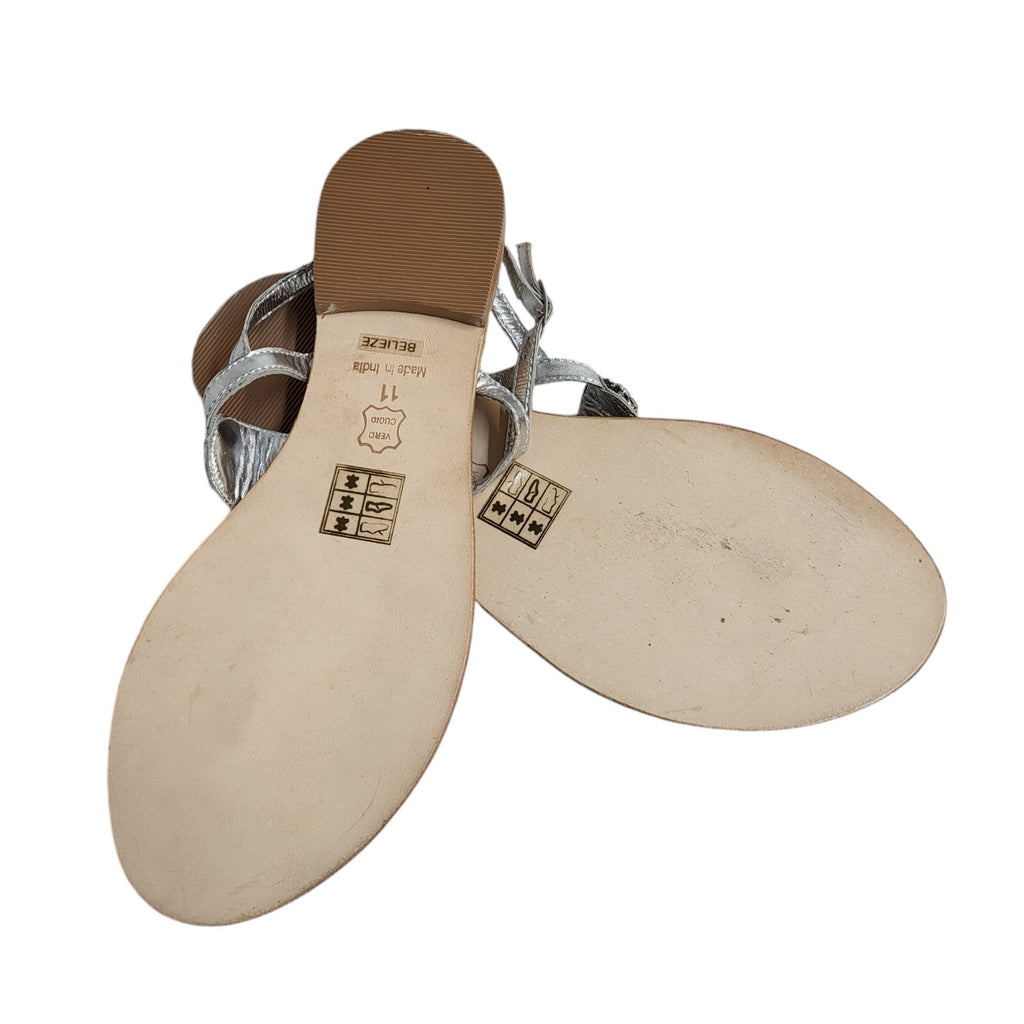 Lauren Lorraine Silver Beige Gems Sandal Shoes Uk Women's Size 11 Bnwb