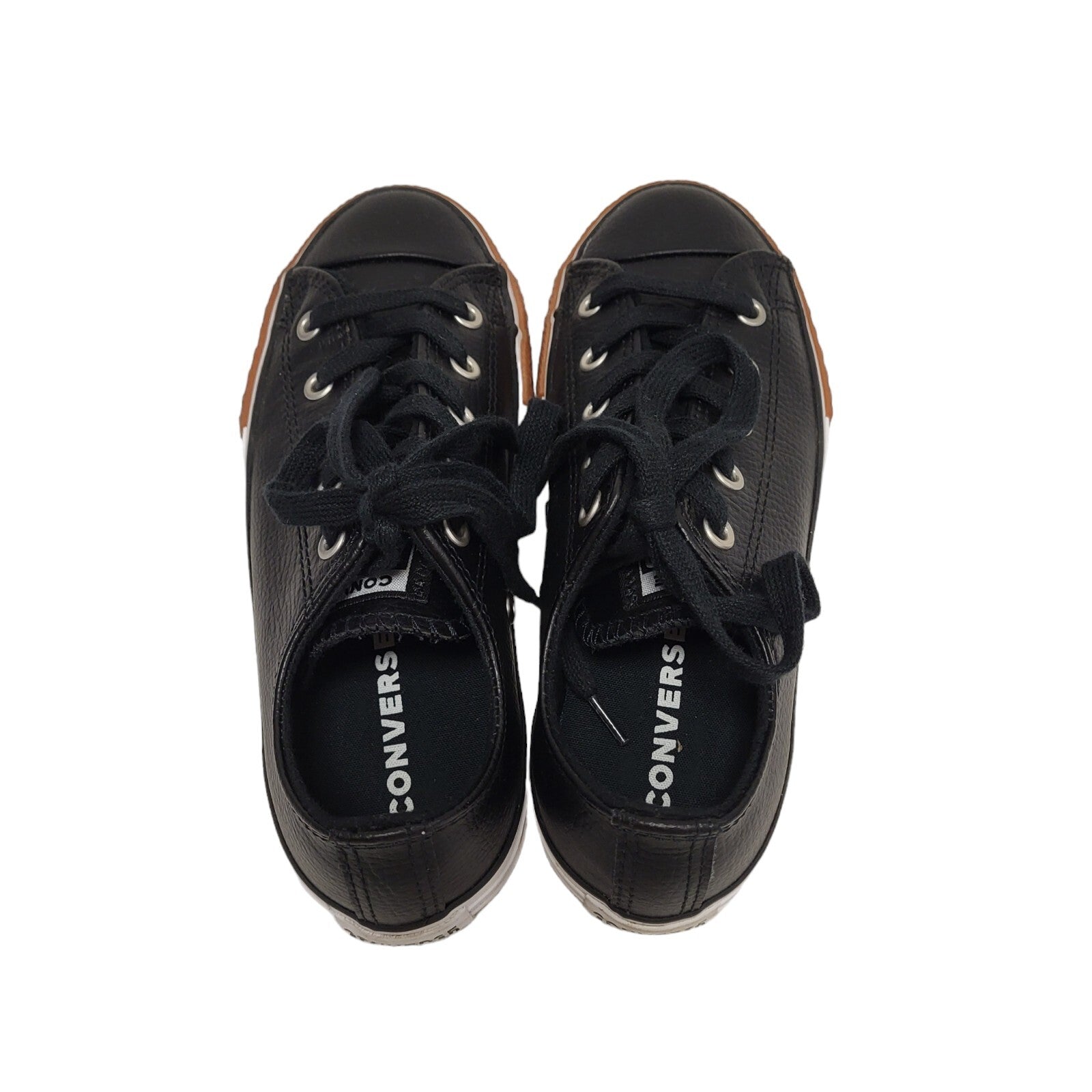 Converse All Star Black Low Top Leather Lace Up Boots Uk 1