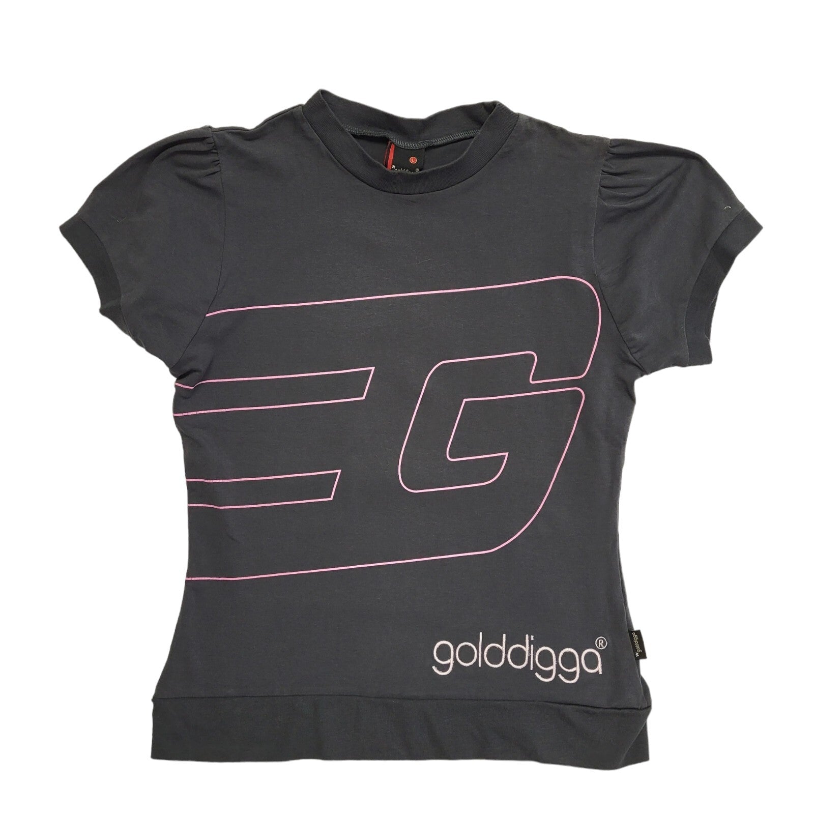 Golddigga Vintage Y2K Grey Short Sleeve T-Shirt Womens UK Size L