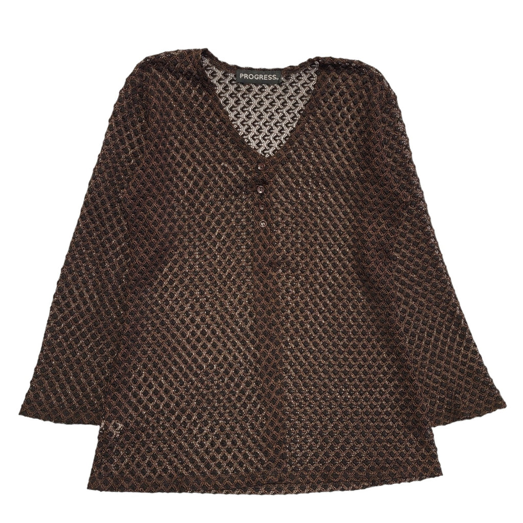 Progress Y2K Black & Brown Button Front Cardigan Womens UK Size 12