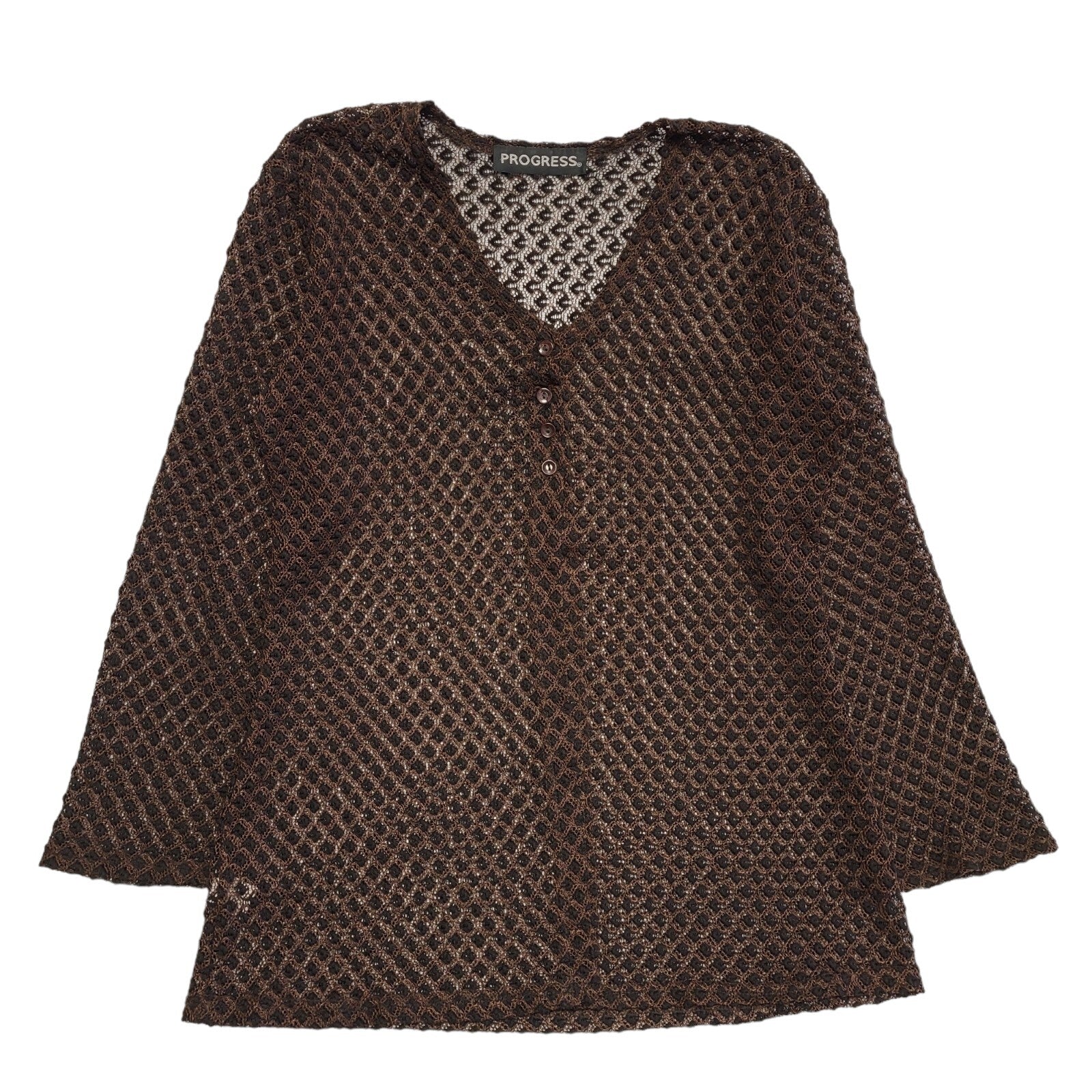 Progress Y2K Black & Brown Button Front Cardigan Womens UK Size 12
