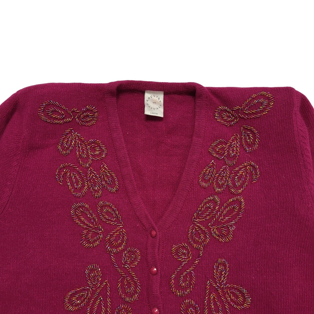 Country Casuals Vintage 80's Purple Button Cardigan UK Womens Size Large