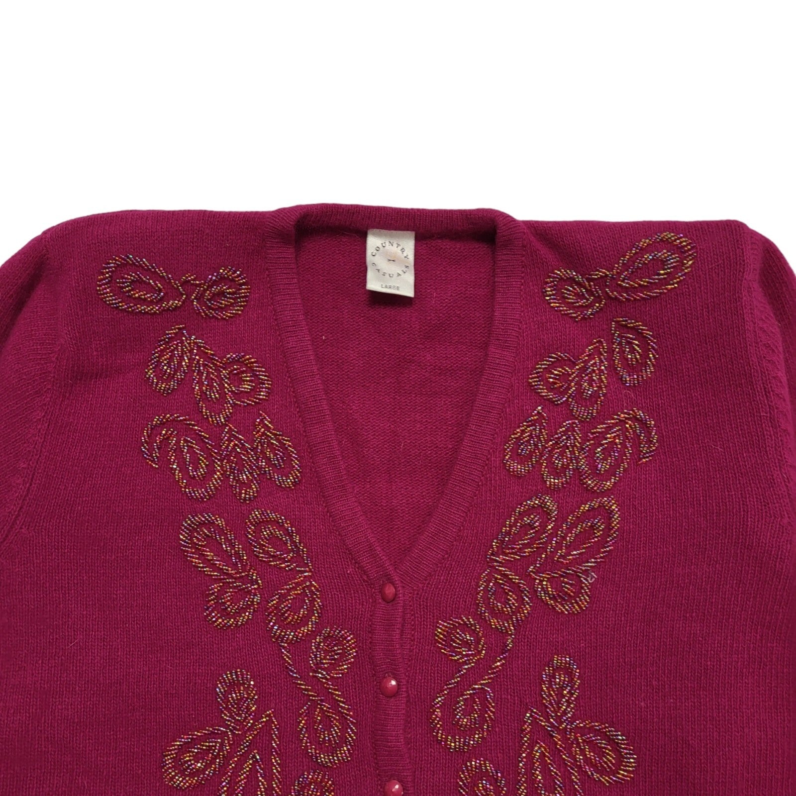 Country Casuals Vintage 80's Purple Button Cardigan UK Womens Size Large