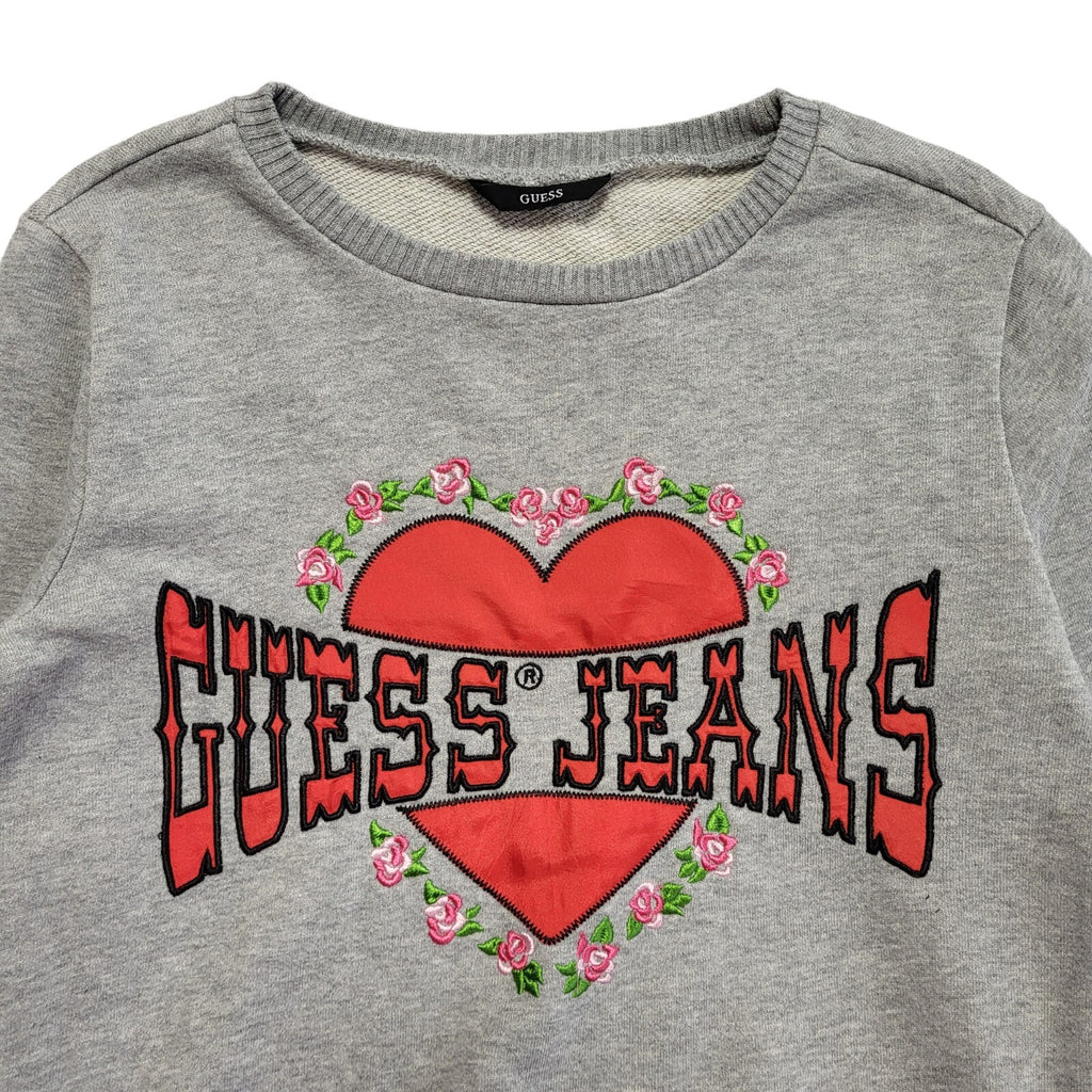 GUESS Vintage Y2K Grey Crew Neck Sweatshirt Girls Age 14 years