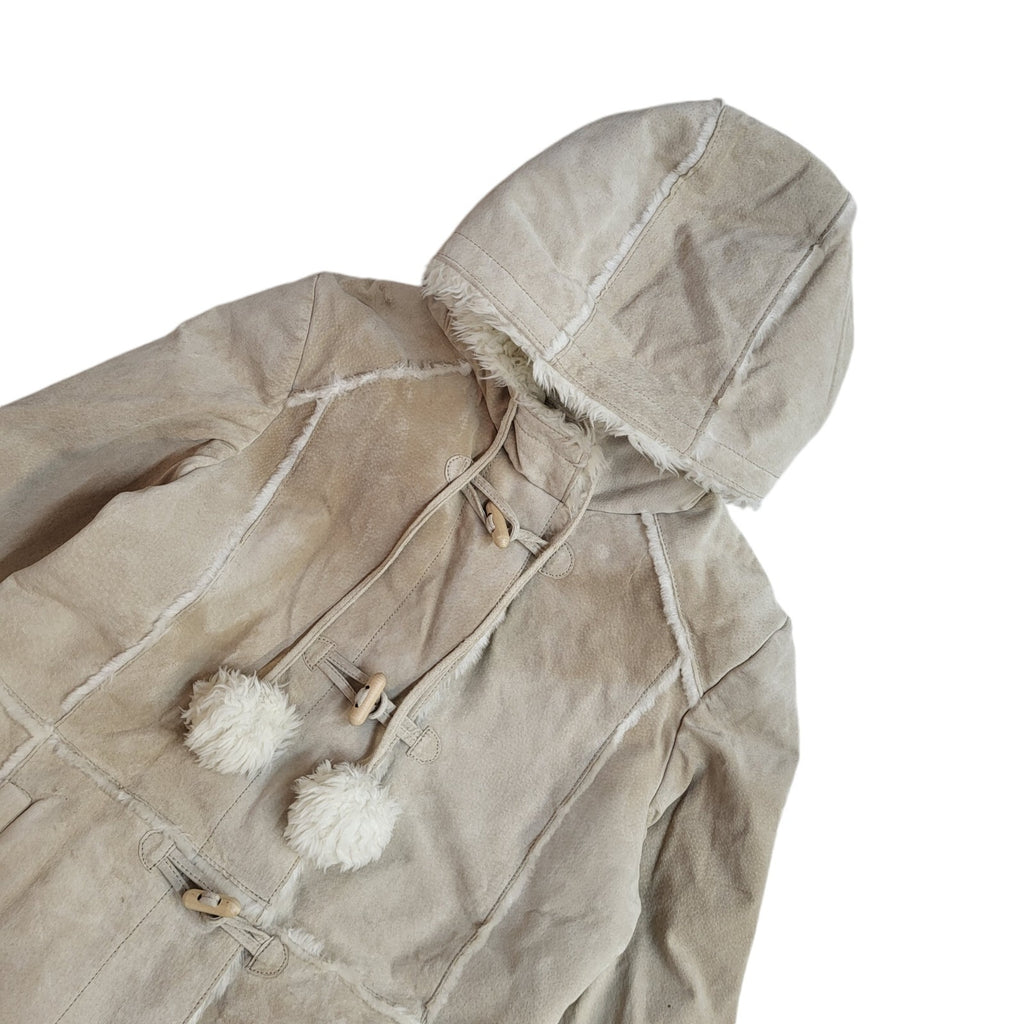 Dorothy Perkins Vintage Y2k Beige Hooded Faux Fur Women's UK 14 Bnwt