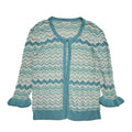 Artigiano Vintage 90's Blue Zig Zag 3/4 Sleeve Cardigan Womens UK M